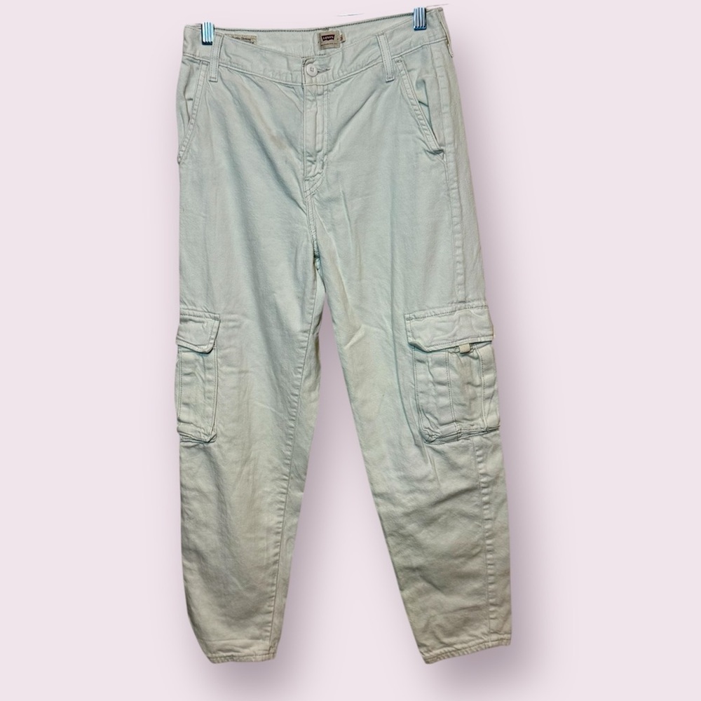 Levi’s Loose Baggy Cargo Utility Jeans Cream Size 26